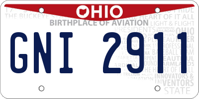 OH license plate GNI2911