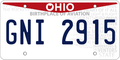 OH license plate GNI2915