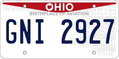 OH license plate GNI2927