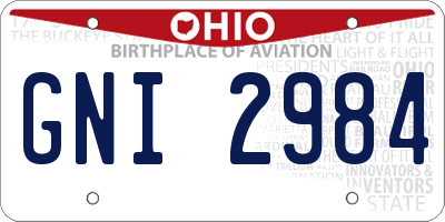 OH license plate GNI2984