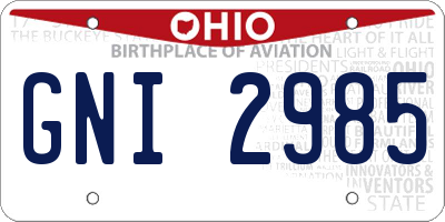 OH license plate GNI2985