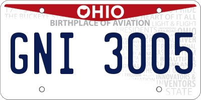 OH license plate GNI3005
