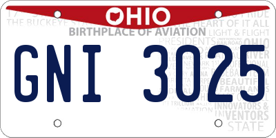 OH license plate GNI3025