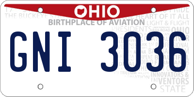 OH license plate GNI3036