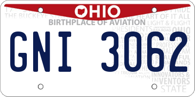 OH license plate GNI3062