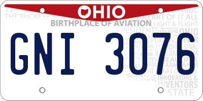 OH license plate GNI3076
