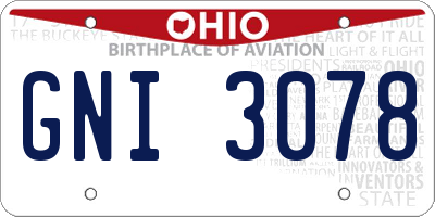 OH license plate GNI3078