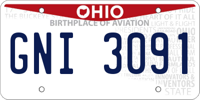 OH license plate GNI3091