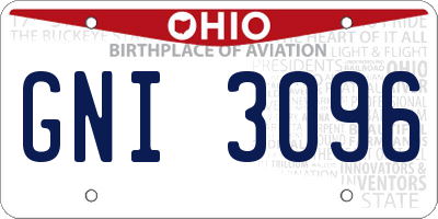 OH license plate GNI3096