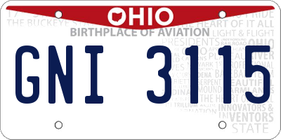 OH license plate GNI3115