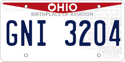 OH license plate GNI3204