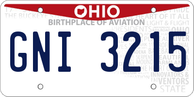 OH license plate GNI3215