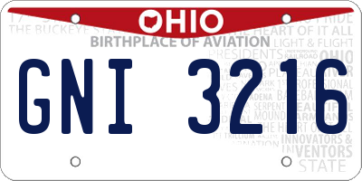 OH license plate GNI3216