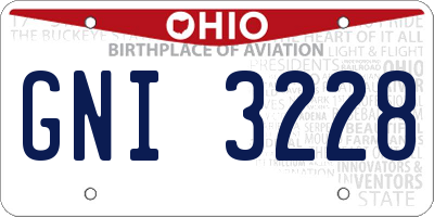 OH license plate GNI3228
