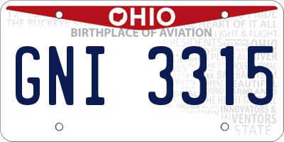 OH license plate GNI3315