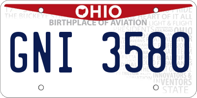 OH license plate GNI3580