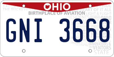 OH license plate GNI3668