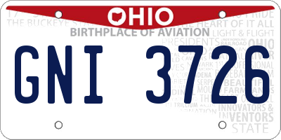 OH license plate GNI3726
