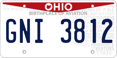 OH license plate GNI3812