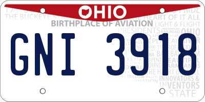 OH license plate GNI3918