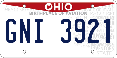 OH license plate GNI3921