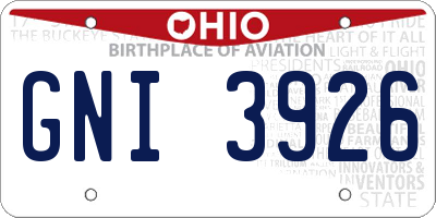 OH license plate GNI3926
