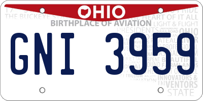 OH license plate GNI3959