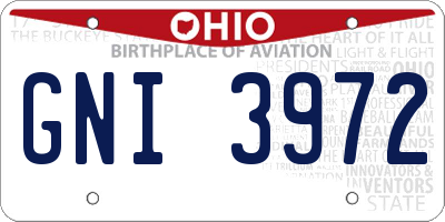 OH license plate GNI3972