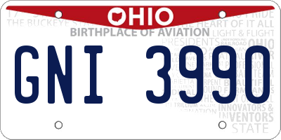 OH license plate GNI3990