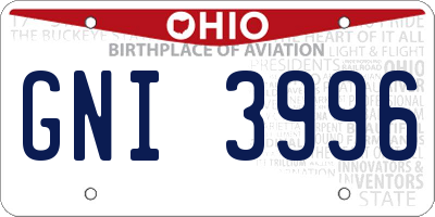 OH license plate GNI3996