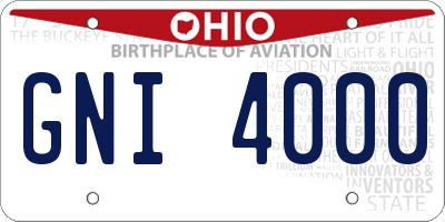OH license plate GNI4000