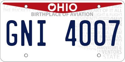 OH license plate GNI4007