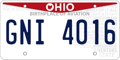 OH license plate GNI4016