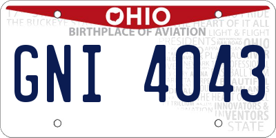 OH license plate GNI4043