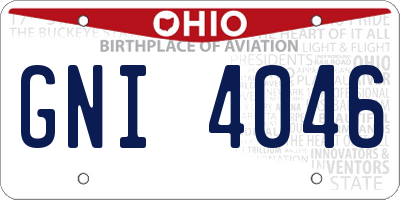 OH license plate GNI4046