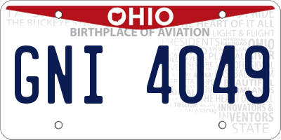 OH license plate GNI4049