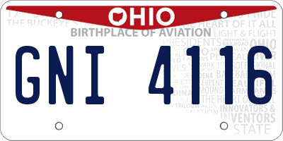 OH license plate GNI4116