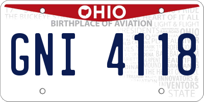 OH license plate GNI4118