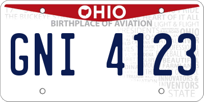 OH license plate GNI4123