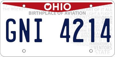 OH license plate GNI4214