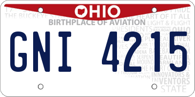 OH license plate GNI4215