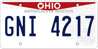OH license plate GNI4217