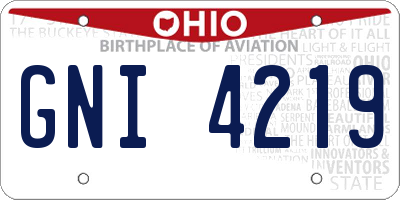 OH license plate GNI4219