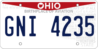 OH license plate GNI4235