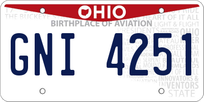 OH license plate GNI4251