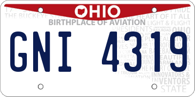 OH license plate GNI4319