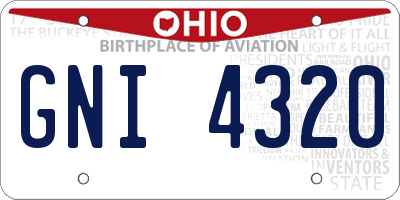 OH license plate GNI4320