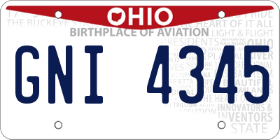 OH license plate GNI4345