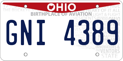 OH license plate GNI4389