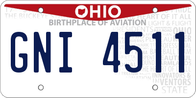 OH license plate GNI4511